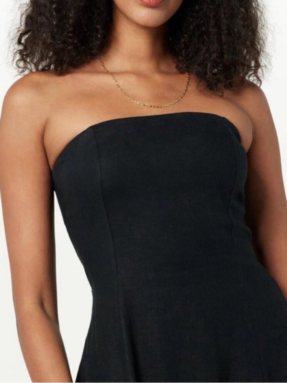 The Drop Womens Carlota Strapless Linen Maxi Dress Size L - Picture 3 of 6